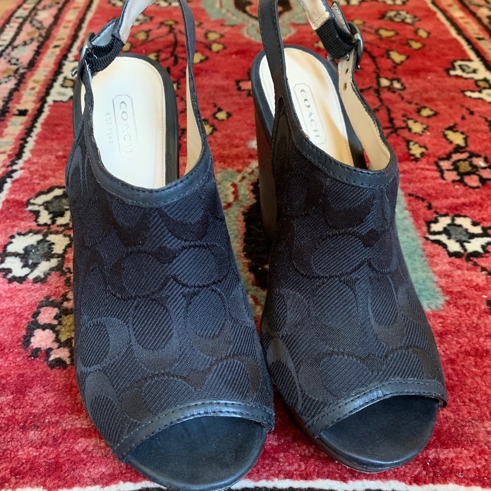Coach Black Wedge Sandals, Janet